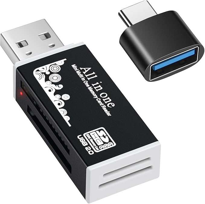BORLTER CLAMP USB C Micro SD Card Reader,Type C SD Card Reader for iPhone 15,2 in 1 Square Card Reader Adapter with USB Adapter Travel Essentials Camera Viewer,MacBook, Laptops, Tablets, Smartphones.