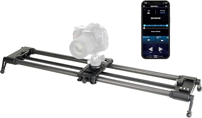 KONOVA G1 Motorized Camera Slider, Bluetooth App Controlled Motion Control Slider for DSLR & Mirrorless Cameras, Carbon Fiber Rail, Time Lapse, Stop Motion, Tracking & Panorama Shots (80cm (31.5"))