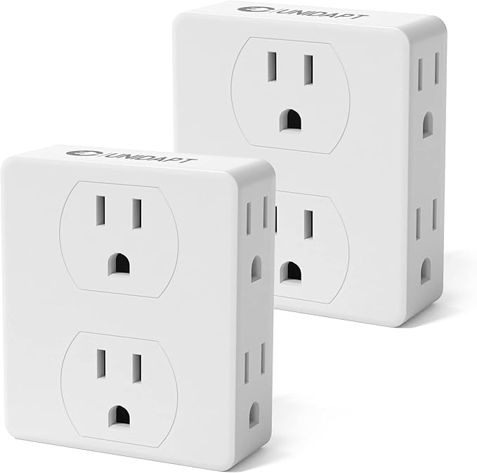 Unidapt Multi Plug Wall Outlet Extender, 6 AC Power Sockets
