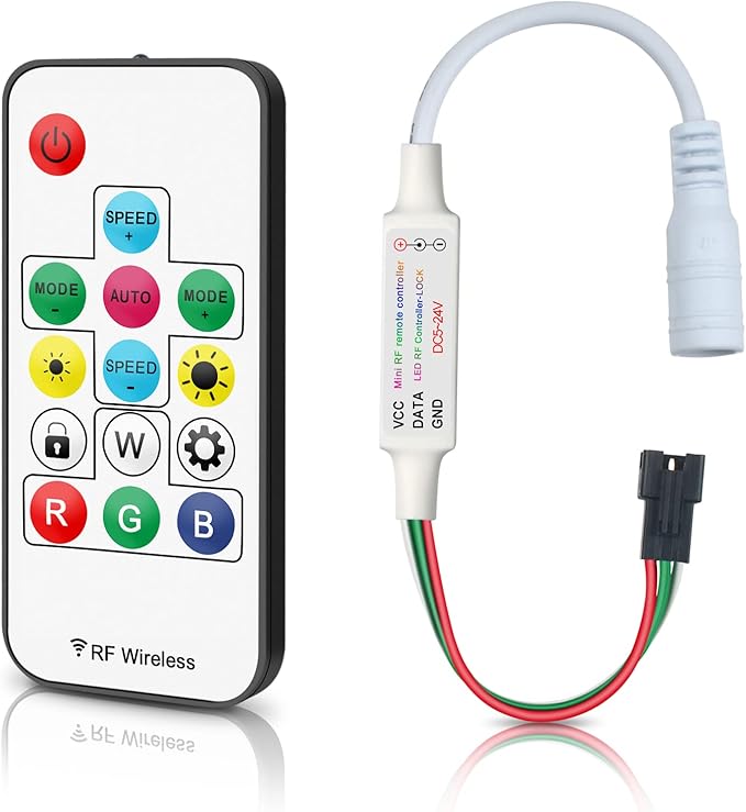 RGBZONE 3-Pin LED Controller, RF Remote for WS2812B/WS2811 Light Strips