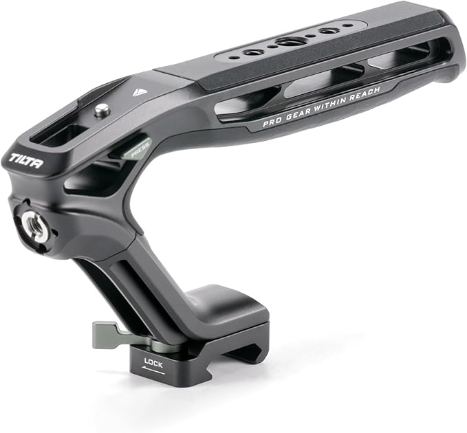 Tilta Xeno Top Handle for Filmmakers & Cameras - Black | Aluminum Alloy and Silicone Build | Fits Most Cameras/Cages | 1/4"-20 Threads w/Locating Points | Safety Release Pin (Dual 1/4"-20)