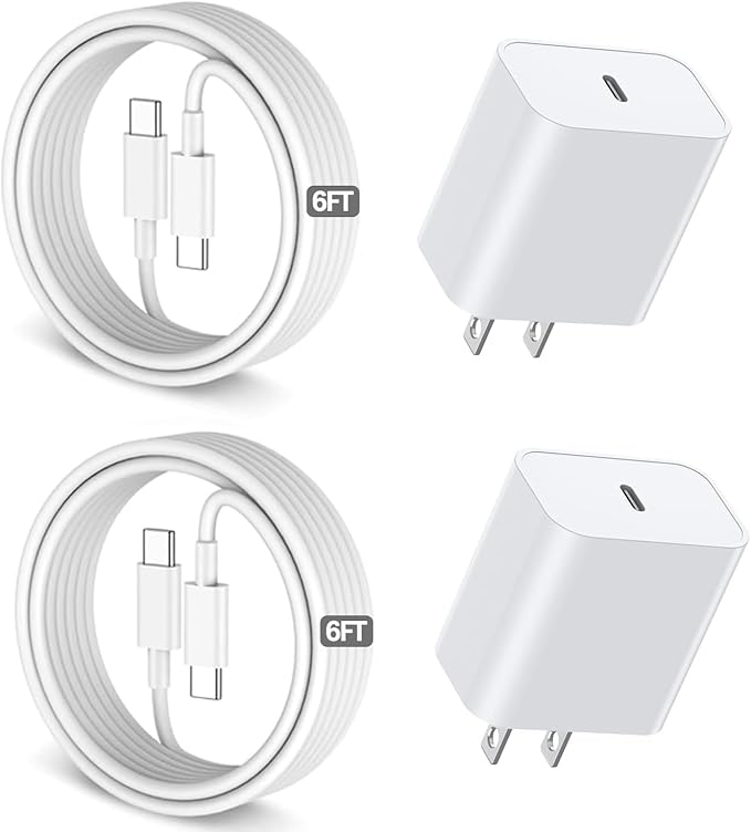 Fast Charging for iPhone 17 16 15 Charger,2Pack 20W USBC Wall Charger Travel Plug Block Phone 16e Charging Cable for iPhone 17 Air/17 Pro/17 Pro Max/16 Pro/16 Pro Max/16 Plus/15/15 Pro/15 Pro Max/iPad