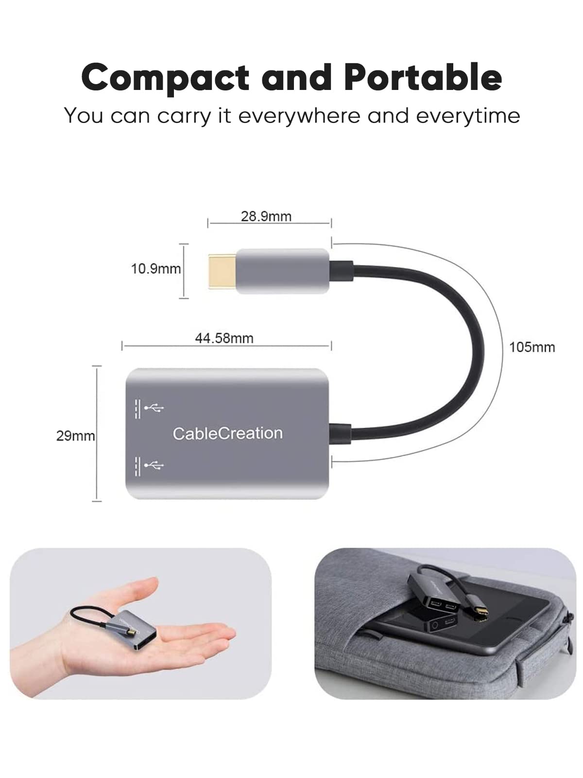 CableCreation USB Type C Splitter,2-in-1 USB C Audio Adapter and PD Charger