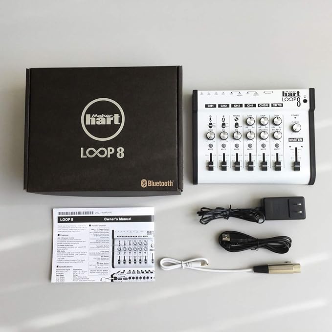 Maker hart Loop Mixer 8 3.5mm/6.3mm JACK/Bluetooth/Phono EQ Pre-amplify/microphone Compatibility/audio mixer