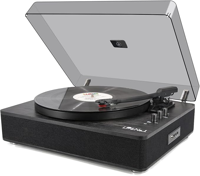 LP&NO.1-9-in-1 Bluetooth Vinyl Record Player with Built-in Speakers