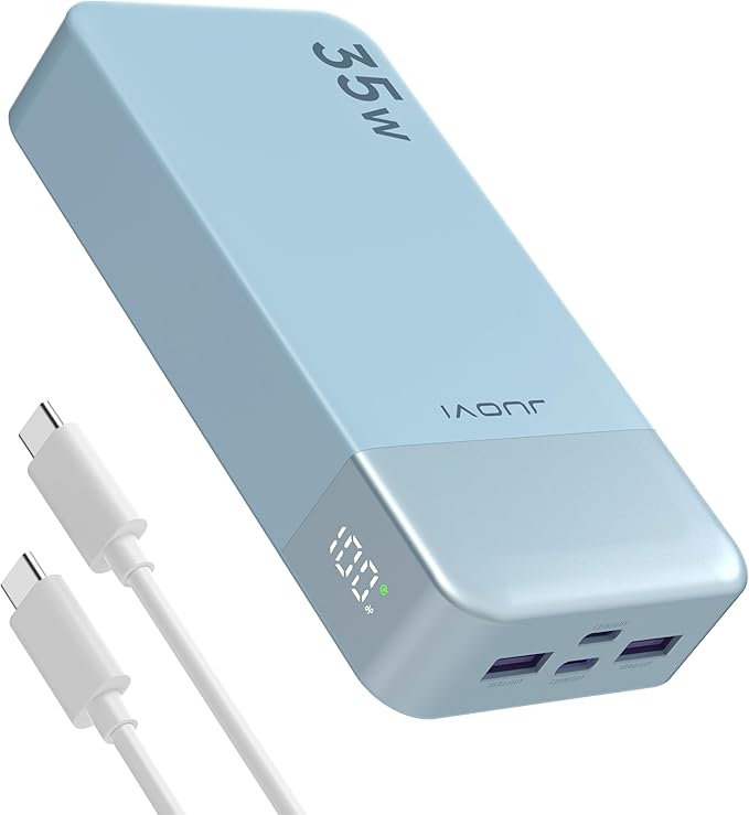JUOVI Power Bank Portable Charger 20000mAh 35W Fast Charging,PD 3.0 QC 4.0 Phone Charger with LED Display, Travel Battery Pack 2 USB C 2 USB A Ports for iPhone 16/15/14 Series, Galaxy, iPad