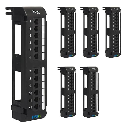 ICC CAT6 Patch Panel, UL Listed & PoE++ Rated Gigabit Applications, Wall Mount 12 Port Network Patch Panel with Rear 110 IDC Terminal Blocks and 89D Wall Mount Bracket
