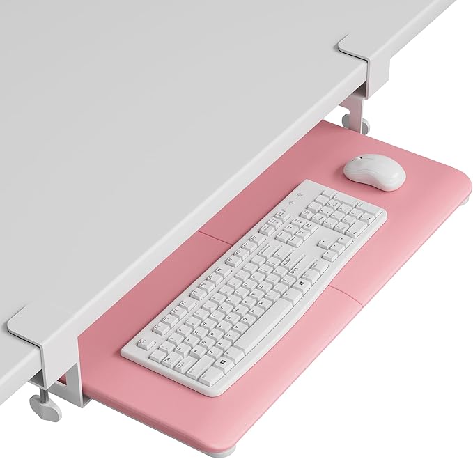 BONTEC Under Desk Keyboard Tray, Pull-Out Keyboard & Mouse Platform