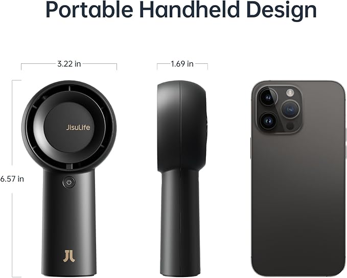 JISULIFE Portable Handheld Turbo Fan Rechargeable 6000mAh 5-Speed (Black)