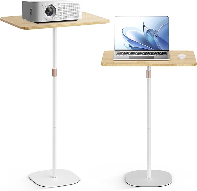 POLESTO Portable Laptop Floor Stand, Bedside/Sofa Table with Height Adjustable 18''~47'', Stylish Movable Workstation Floor Standing Desk for Office, Meeting Room, Living Room Easy Assembly, Black