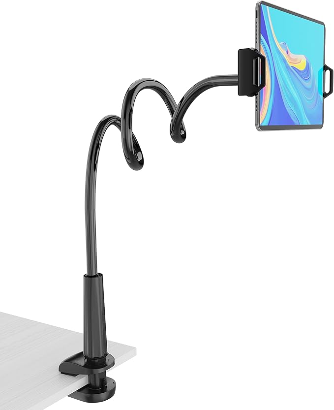 MAGIPEA Gooseneck Tablet Holder for Bed, Flexible Tablet Stand Holder with 360° Adjustable, Hands Free Tablet Mount Clip, Compatible with iPad/Kindle/Switch/Galaxy Tabs, More 4.7-13" Devices
