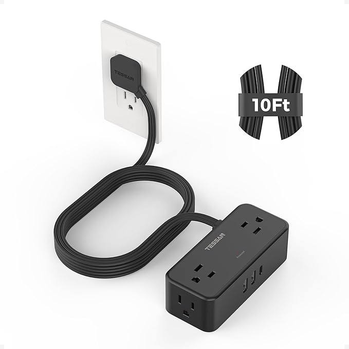 TESSAN Extension Cord 5 FT, Power Strip with 900J Surge Protection