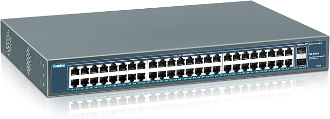 YuanLey 16 Port Gigabit PoE Switch with 2 Gigabit Uplink, 16 PoE+ Port 1000Mbps, 250W 802.3af/at, Metal Desktop/Rackmount, Unmanaged Plug and Play Network Switch