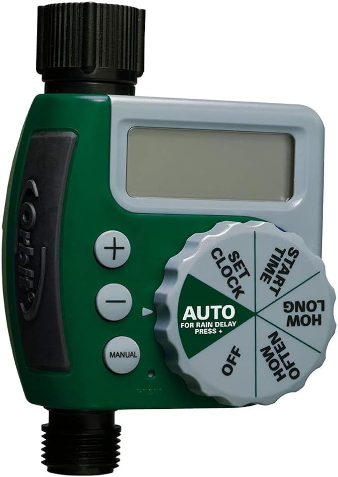 Orbit Programmable Digital Hose Watering Timer - 3 Outlet - Battery Powered - with LCD Screen - Built-in Rain Delay - Water-Resistant - 56082