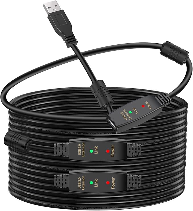 LDKCOK USB 2.0 Type A Male to A Female Active Repeater Extension Cable 30ft, High Speed 480 Mbps