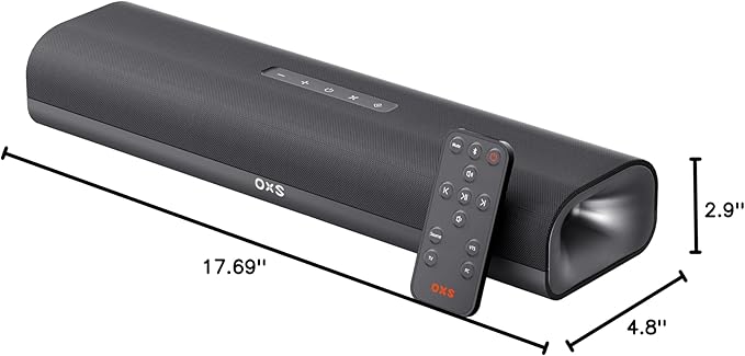 OXS Thunder Lite PC Gaming Soundbar, Sound Bars for TV with Virtual Surround Sound, 2 Full-Range Drivers, Bass Tube, Compact Design, HDMI/AUX/Optical Compatible, Bluetooth 5.0 Wireless Connection
