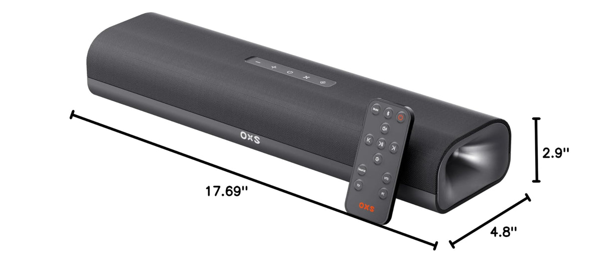 OXS Thunder Lite PC Gaming Soundbar, Sound Bars for TV with Virtual Surround Sound, 2 Full-Range Drivers, Bass Tube, Compact Design, HDMI/AUX/Optical Compatible, Bluetooth 5.0 Wireless Connection