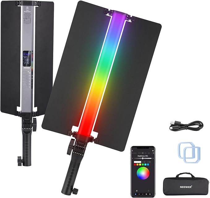 NEEWER RGB Light Wand with 2.4G/APP Control, Upgraded 360° Touchable RGBWW Hue Mixer Photography Handheld LED Video Lighting Stick with 2500K-10000K, CRI/TLCI97+, 18 Scenes, 7.4V/31Wh Battery, BH-30S