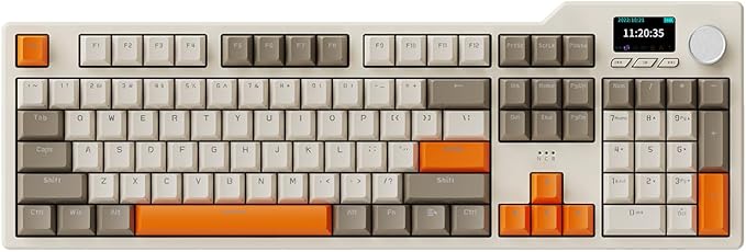 Ajazz AK35I V4 Full Size Wireless Mechanical Keyboard with 1.14" Color Screen & Knob, Tri-Mode Gasket Hot Swappable Gaming Keyboard, 10000mAh Battery, RGB