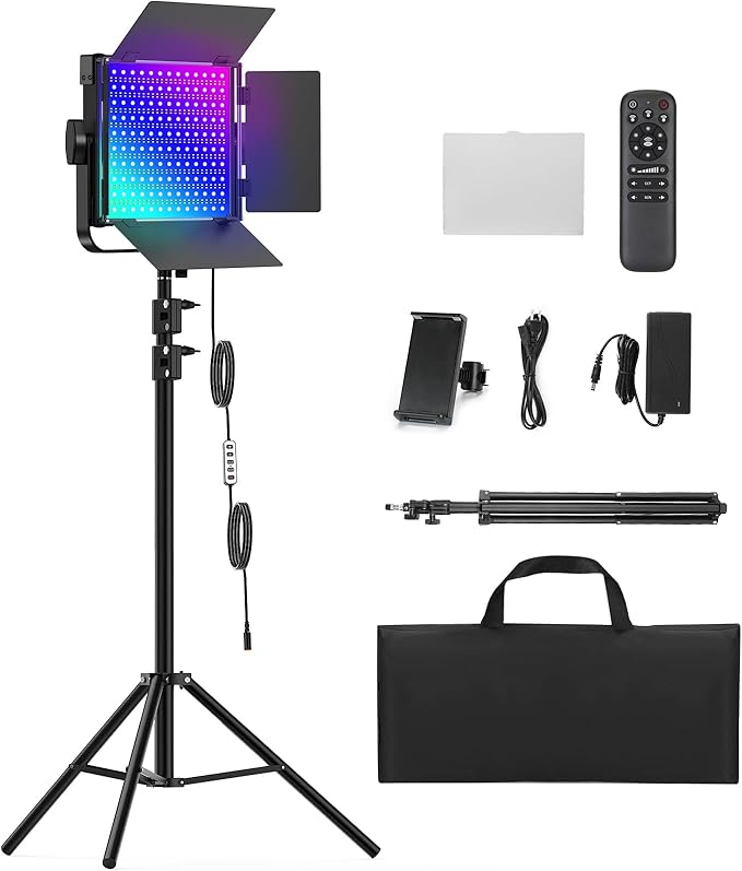 2-Pack RGB Photography Lighting Kit, 50W Bi-Color Professional LED Studio Lights, 2300k~8500k Dimmable Photo Lights for Photography Filming Camera Video Recording Stage Shooting Streaming TikTok