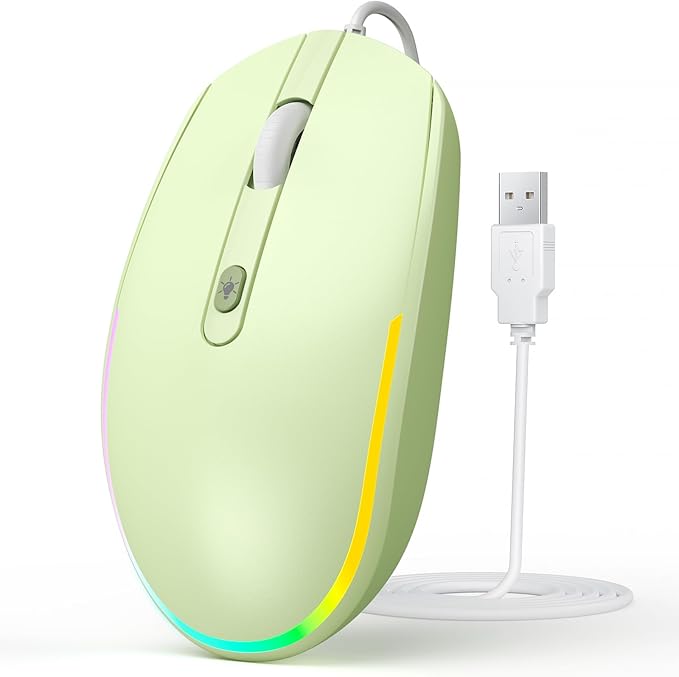 seenda Wired Mouse, RGB Backlit 1600 DPI Corded Mouse for Laptop/PC