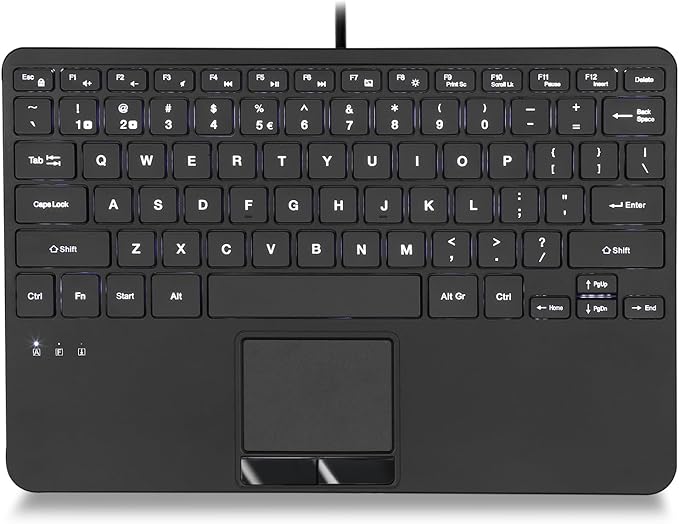 Perixx PERIBOARD-525 US, Wired Mini USB Keyboard with Touchpad - X Type Scissor Keys - 11.18x7.17x1.1 Inches - Build-in 2 USB Hubs - US English