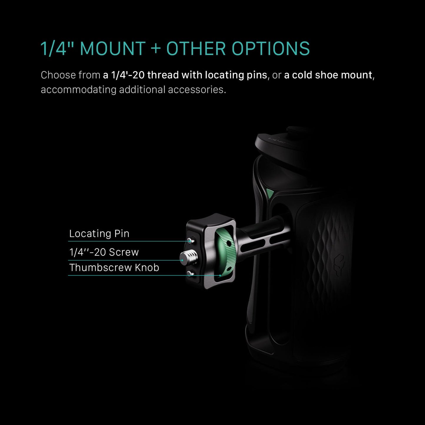 Tilta Xeno Side Handle for Filmmakers & Cameras - Titanium Gray | Secure Connection & Helps Prevent Rotation | Adjustable Height | Textured Silicone Grip | Easy Assembly (1/4″-20 w/Locating Pins)