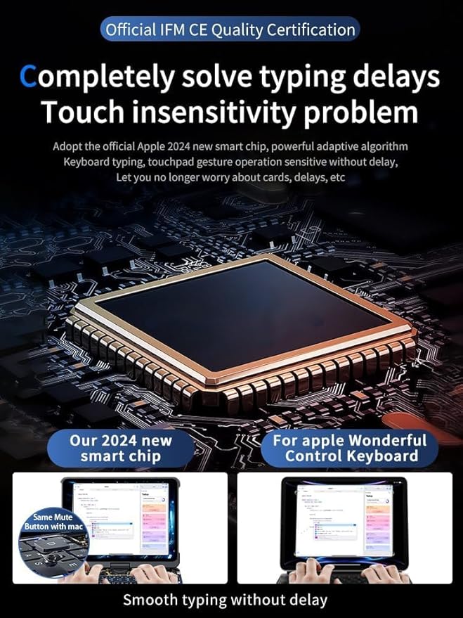 KARTICE Transparent 360 Keyboard Case with Wireless Keyboard for iPad Air 11 Inch 2024, 10.9" iPad Air 5th/4th, 11" iPad Pro 4/3/2/1 360° Rotating Stand
