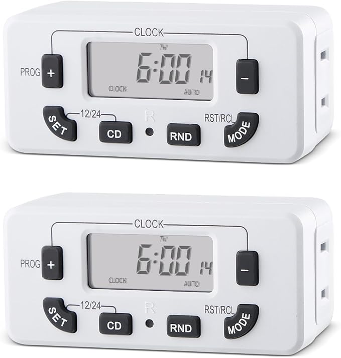M EGA MEGACUBE 7 Day Programmable Digital Timer Outlet, Indoor Timer with Single Plug-in, Digital Light Timers for Lamp, Fan, Aquarium, 15A 1/2HP