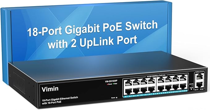 48-Port Gigabit PoE Switch Unmanaged with 2X 1000Mbps Uplink SFP Port, VIMIN 50-Port PoE Ethernet Switch Support IEEE802.3af/at, 400W Power, 100Gbps Switch Capacity,Plug and Play, Rack-Mount