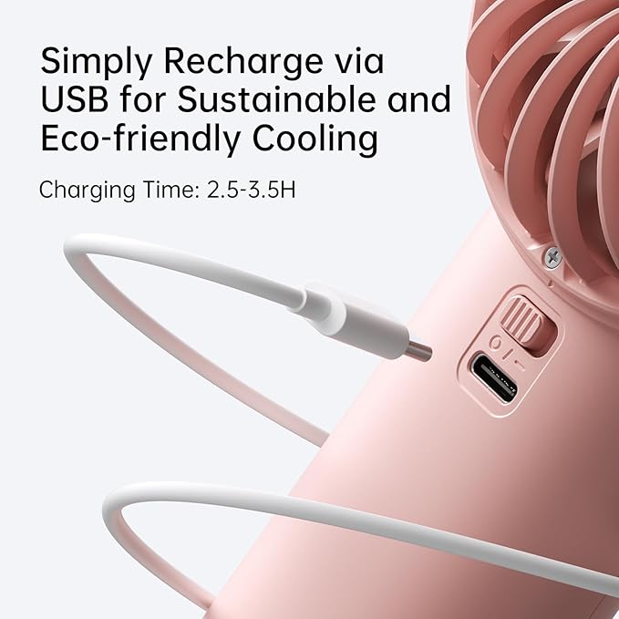 JISULIFE Handheld Portable Fan, 5000mAh Stronger and Longer-Lasting Battery
