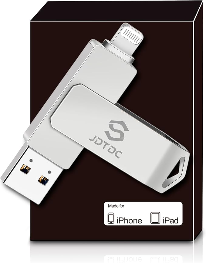 Real Capacity 128GB Photo Stick for iPhone, MFi Certified 3 in 1 USB Drive