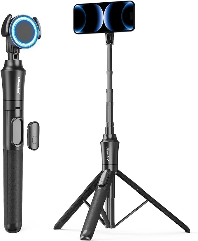 UBeesize Pink 62'' Magnetic Selfie Stick & Phone Tripod with Remote Shutter
