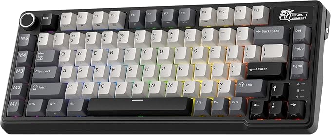 RK ROYAL KLUDGE L75 Wireless Gasket RGB Mechanical Gaming Keyboard w/Knob