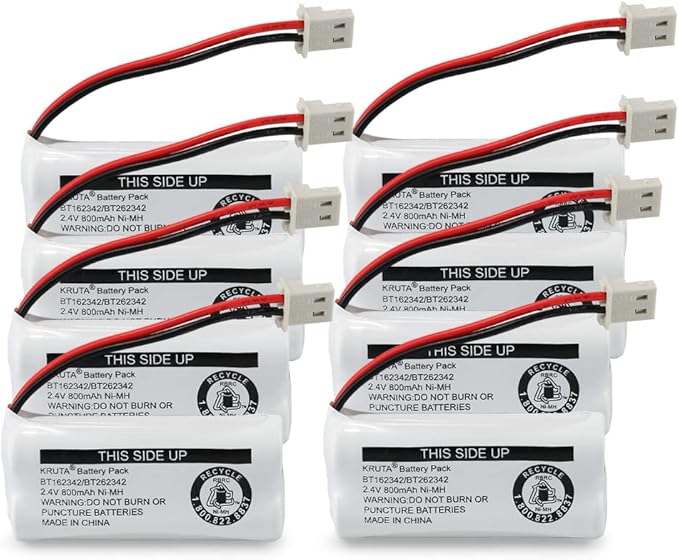 Kruta BT162342 BT262342 Cordless Phone Batteries Compatible with BT183342 BT283342 BT166342 BT266342 VTech CS6114 CS6419 CS6719 at&T EL52300 CL80111 Handset Telephone (Pack of 2)