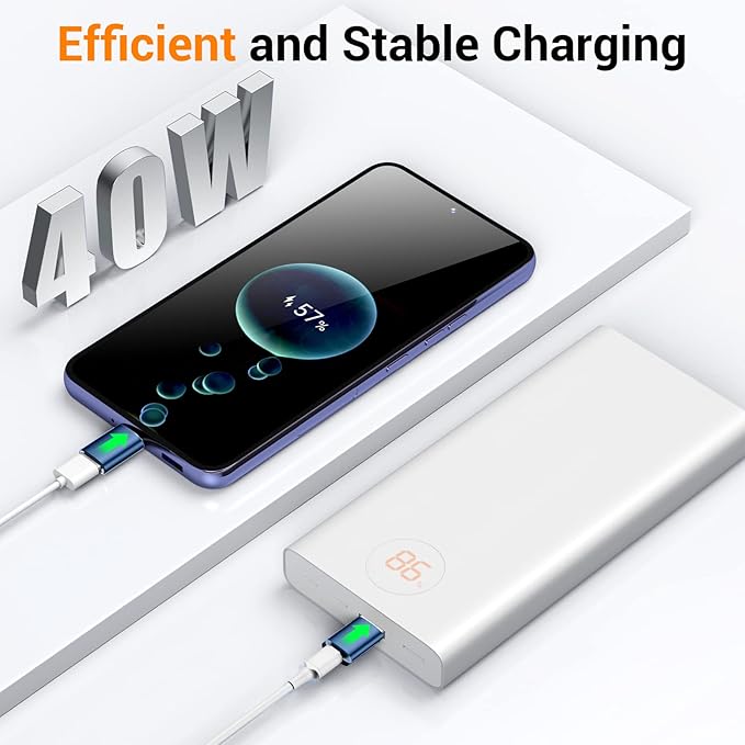 πππππ€ ππ©π π«ππππ USB to USB C Adapter,USB C Male to USB 3.0 Female OTG Converter for iPhone 16 15 14 13 Plus Pro Max,Apple Watch,Airpods,S24 Ultra, Gender Changers OTG Adapters - Blue