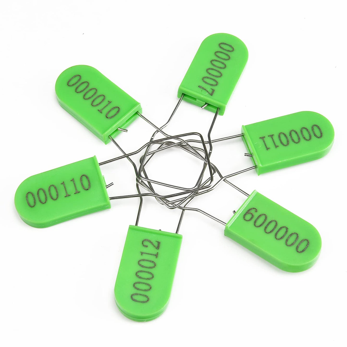LeadSeals 50PCS Plastic Padlock Security Seals Metal Wire Padlocks Electric Meter Lockout Tags Self-Locking Numbered Anti Tamper Seal Lock Green