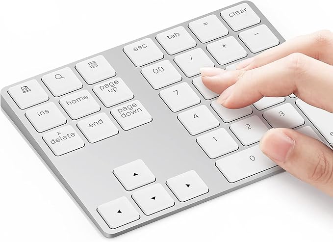 Lekvey Bluetooth Number Pad, Aluminum Rechargeable Wireless Numeric Keypad