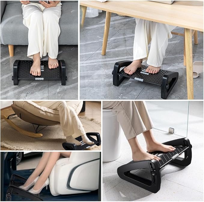 ZLMHYYM Foot Rest for Under Desk at Work, Six Heights Adjustable Foot Stool