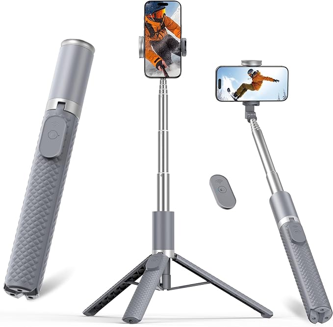 Phone Tripod & Selfie Stick with Remote, Portable Travel Phone Stand for Video Recording Vlog, Extendable Cell Phone Holder Compatible with iPhone Android, 62"