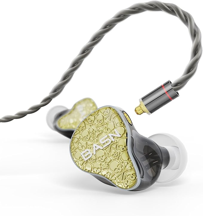 BASN Bmaster5 in Ear Monitors, 5 Drivers Drummer Headphones with Powerful Bass, Noise Isolation IEM Earbuds with Detachable MMCX Silver-Plated OFC Cable for Musicians (Sapphire Blue