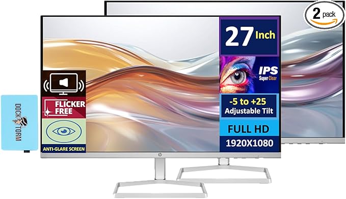 HP Series 5 527sa Monitor with Speakers (Replaces M27fwa) 27" FHD 2 Pack