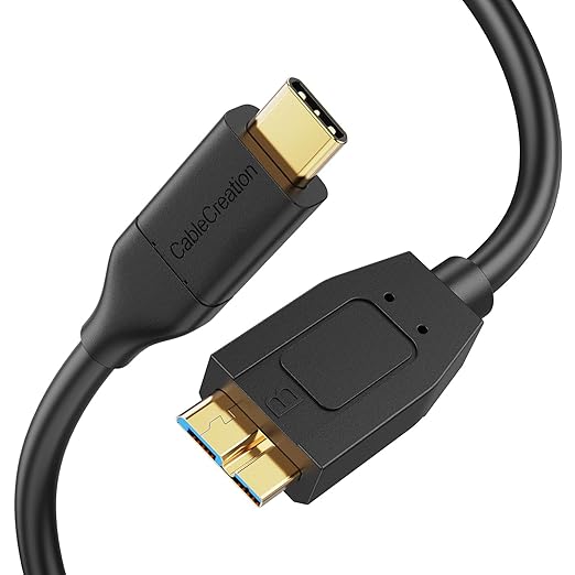 USB C 3.1 Type C to Micro B Hard Drive Cable for iPhone/Laptop/Camera