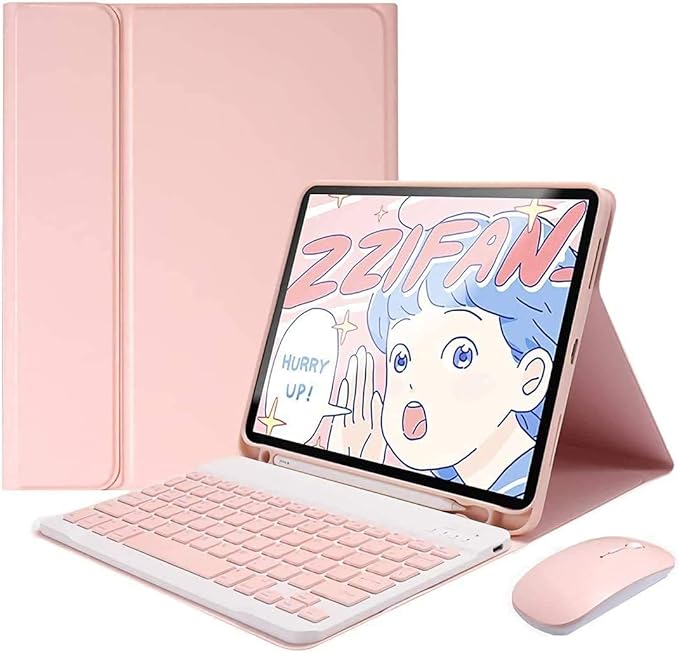 AnMengXinLing Keyboard Case for iPad mini 5 with Mouse, Detachable Wireless Bluetooth Keyboard Pencil Holder Slim Leather Smart Cover for iPad mini 5th Gen 2019