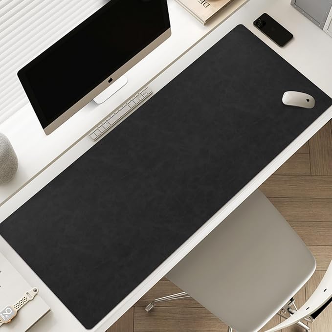 Leather Desk pad for Computer and laptops, Ideal for Gaming and Office use, Large Mouse pad and Keyboard mat,Desk mat Special for man. A complimentary Wrist pad and Phone Stand (Brown