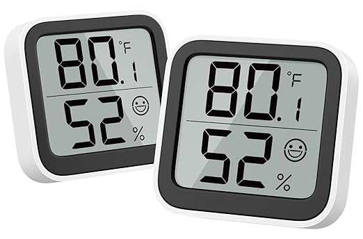 NOKLEAD Thermometer Humidity Meter Inside Mini Hygrometer Monitor Room Temperature Measuring Device with Face Icon Comfort Indicator ℃/℉ Switch for Baby Room Greenhouse Office Living Room(2)