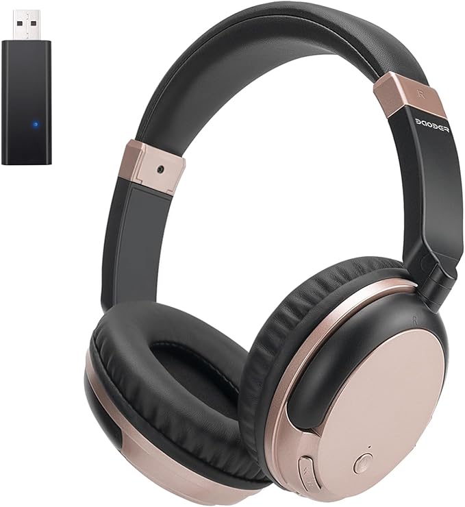 BAOBER Wireless Bluetooth Headphone Over Ear, Bluetooth Transmitter for TV,PC,3.5mm Audio Device, Wired and Wireless Headset (Black)