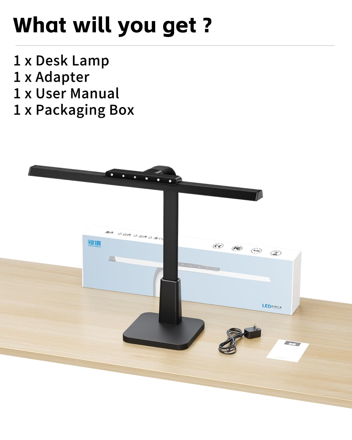Desk Lamp with Stable Base, 1600LM Computer Desk Light with Timer Function
