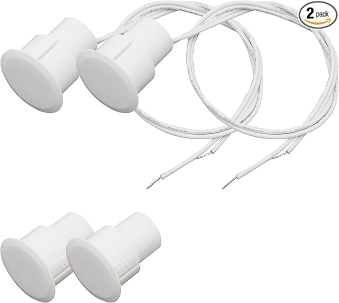 FOCMKEAS 4PCS Recessed Wired Door Contact Sensor, ABS White