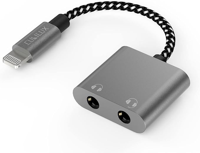 Cubilux Lightning to 3.5mm TRS Microphone Adapter with Headphone Jack Compatible with iPhone 14 Pro Max 14 Plus/13/12/11/SE 2/Xr/Xs Max/8/7, 1/8” Audio & MIC Splitter for Old iPad (Lightning Version)
